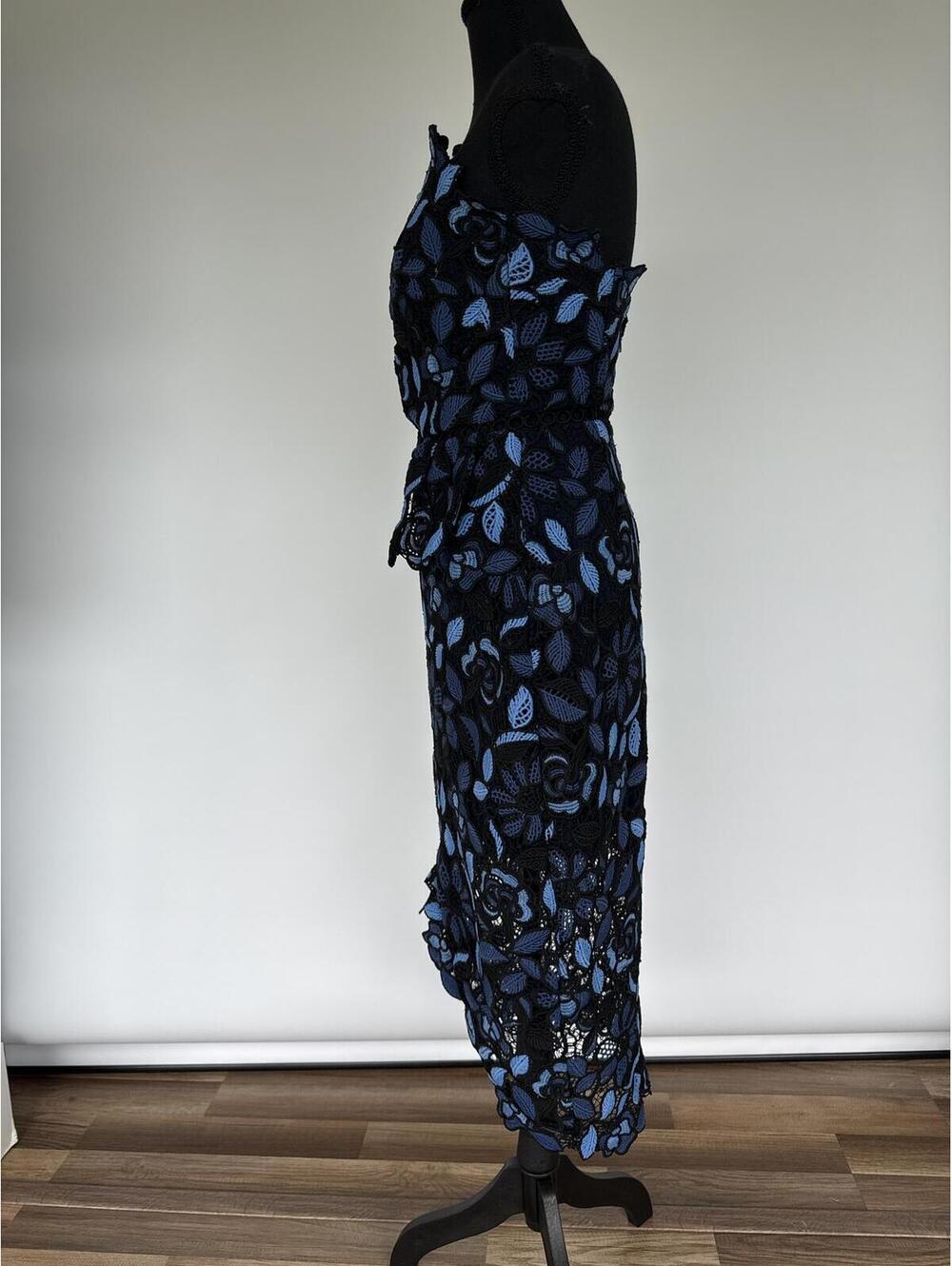 Elliatt Optic Floral Lace Strapless Midi Dress Navy Blue Size S - Picture 6 of 8